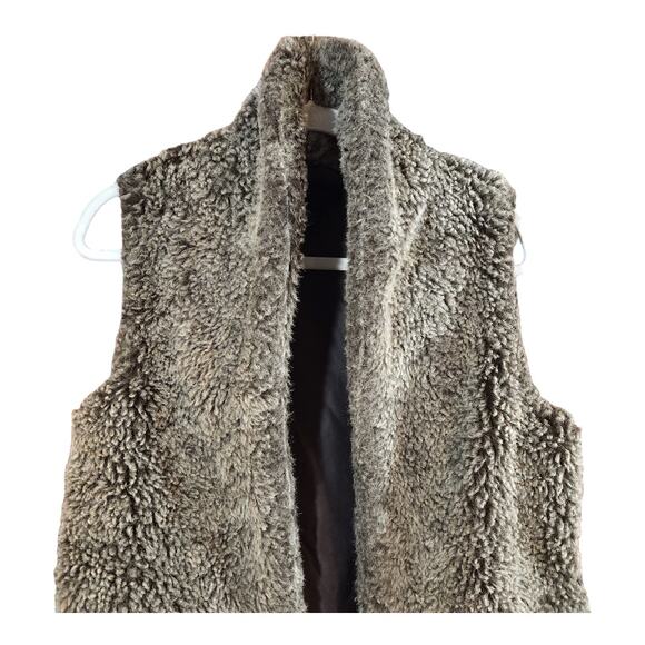 Steve Madden Brown Faux Fur Open-front Vest Mob Wife Y2K Vegan Winter Women's S - Picture 3 of 6
